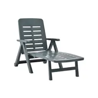 chaise longue - transat vente-unique.com transat chaise longue bain de soleil lit de jardin terrasse meuble d'extérieur pliable plastique vert 02_0012880