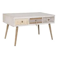 table basse pegane table basse en bois de sapin/coton coloris blanc/naturel - longueur 110 x profondeur 60 x hauteur 50 cm --