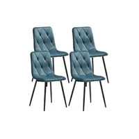 chaise altobuy carine - lot de 4 chaises capitonnées bleues pieds bois -