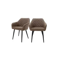 chaise non renseigné ml-design lot 2x chaises de salle à manger - marron - style rétro - dossier/accoudoirs