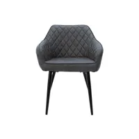 chaise vente-unique.com lot de 4 chaises salle à manger en simili anthracite rembourrée pieds en acier ml-design