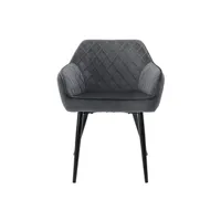 chaise vente-unique.com lot de 4 chaises salle à manger en velours anthracite rembourrée pieds en acier ml-design