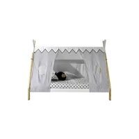 lit enfant vipack lit lp 90x200 avec ciel de tente gris/blanc