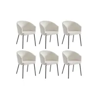 chaise pascal morabito lot de 6 chaises avec accoudoirs en velours côtelé et métal - crème - moroni de