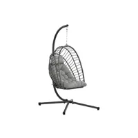 fauteuil suspendu de jardin pliable avec matelas métal résine gris