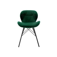 chaise vente-unique.com lot 4 chaises salle à manger vert foncé en velours pieds métalliques noir 120 kg ml-design