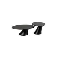 table basse altobuy maala - ensemble table basse et bout de canapé noir en céramique et pied en abs -