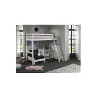 lit mezzanine altobuy sleepy - lit mezzanine blanc 90x200cm avec fauteuil et etagère -