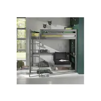 lit mezzanine altobuy sleepy - lit mezzanine gris 140x200cm avec fauteuil -