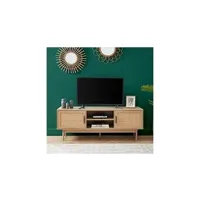 meubles tv maison et styles meuble tv 2 portes 130x39,5x48,5 cm naturel - aretha