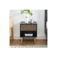 table de chevet maison et styles chevet 1 tiroir 40x33x49 cm noir et naturel - murry