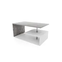 table basse miadomodo  table basse - multi-niveaux, 90x50x41 cm, fonctionnel, design moderne, blanc/imitation béton - table centrale pour salon,table d'appoint, table à