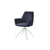 chaise mendler chaise de salle à manger hwc-g67 pivotante velours bleu anthracite inox
