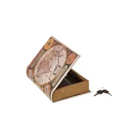 boite de rangement unimasa boîte livre coffre-fort mappemonde - hauteur 24 cm - largeur 16 cm - profondeur 5 cm