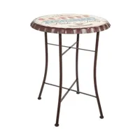 table haute pegane table de bar, table haute en métal multicolore - diamètre 60 x hauteur 71 cm - -