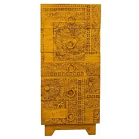 commode pegane chiffonnier, meuble de rangement avec 5 tiroirs en bois coloris jaune - longueur 45 x profondeur 40 x hauteur 100 cm - -