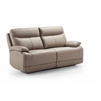 canapé droit pegane canapé de 3 places (2 relax électriques) en cuir/pvc couleur gris - longueur 194 x profondeur 97 x hauteur 99 cm - -