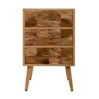 chiffonnier, meuble de rangement en bois avec 3 tiroirs coloris naturel - longueur 45,50 x profondeur 38 x hauteur 75 cm - -