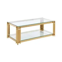 table basse pascal morabito table basse en verre trempé et acier inoxydable - doré - nomelano de