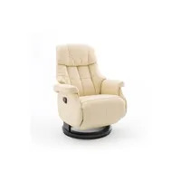 fauteuil de relaxation maison et styles fauteuil de relaxation par pression en cuir crème et noir - lumos