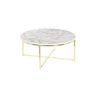 table de jardin generique table d'appoint dkd home decor blanc doré métal bois mdf 80 x 80 x 35 cm
