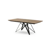 table à manger lisa design belize - table à manger extensible - bois et métal - 200 à 292 cm - noir / bois