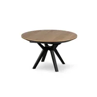 table à manger lisa design pampa - table à manger ronde extensible - bois et noir - 130 cm - noir / bois
