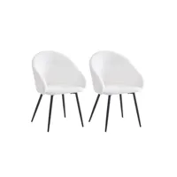 chaise bestmobilier gaia - lot de deux chaises - en tissu bouclette - blanc