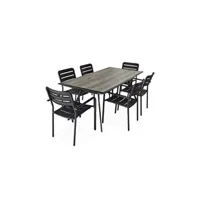 table de jardin sweeek table de jardin plateau effet bois structure acier 180 cm avec 6 chaises en acier incluses