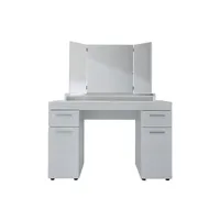 coiffeuse pegane coiffeuse, meuble de bureau avec miroir coloris blanc mat, blanc brillant - longueur 120 x hauteur 141 x profondeur 41 cm - -