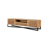 meubles tv lisa design medellin - meuble tv - bois et noir - 200 cm - noir / bois
