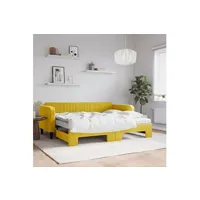 contour cadre de lit vidaxl lit de jour avec gigogne et matelas jaune 90x200 cm velours
