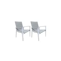 chaise de jardin meubletmoi lot de 2 chaises de jardin aluminium et tissu textilène gris - atlan