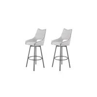 tabouret bas meubletmoi lot de 2 chaises hautes de bar en tissu gris clair - roy