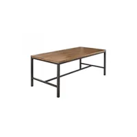 table à manger meubletmoi table repas 180 cm bois rustique métal noir industriel - factory