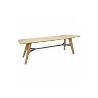 banc meubletmoi banc bois plaqué chêne pieds chêne massif et métal 160cm - natte 6724