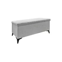 banc meubletmoi banc / bout de lit avec coffre de rangement tissu gris chiné - aisha
