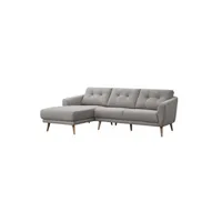 canapé d'angle meubletmoi canapé d'angle gauche 3 places en tissu gris et pieds en bois - lorna