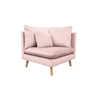 chauffeuse meubletmoi angle pour canapé modulable en velours rose - lassie
