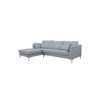 canapé d'angle meubletmoi canapé d'angle gauche tissu chiné gris et pieds métal chromé - scavo