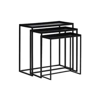 table d'appoint meubletmoi set 3 tables d'appoint / consoles gigognes en métal noir - joey 3478