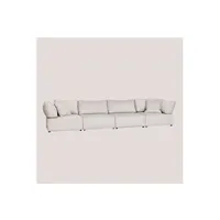 canapé modulable 4 pièces avec 2 fauteuils d'angle en velours côtelé kata gris sable 75 cm