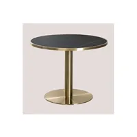 table basse sklum table de bar ronde (ø100 cm) en acier briselda 75,5 cm doré