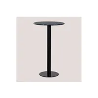 table haute de bar ronde en marbre (ø60 cm) rocher noir 104 cm