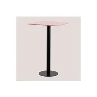 table haute de bar carrée en terrazzo (60x60 cm) dolce dahlia rose 102 cm