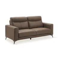 canapé droit pegane canapé de 3 places fixes en cuir/pvc couleur marron - longueur 207 x profondeur 87 x hauteur 99 cm - -