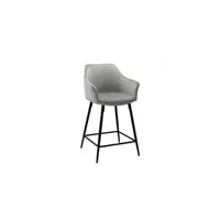 tabouret bas meubletmoi chaise haute de bar en velours gris clair et pieds métal - chic