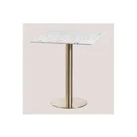 table de chevet sklum table de bar carrée en terrazzo (60x60 cm) malibu or champagne blanc 74,5 cm