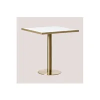 table basse sklum table de bar carrée en grès (70x70 cm) manhattan blanc 75 cm