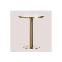 table de chevet sklum table de bar ronde en grès (ø60 cm) manhattan blanc or champagne 75 cm